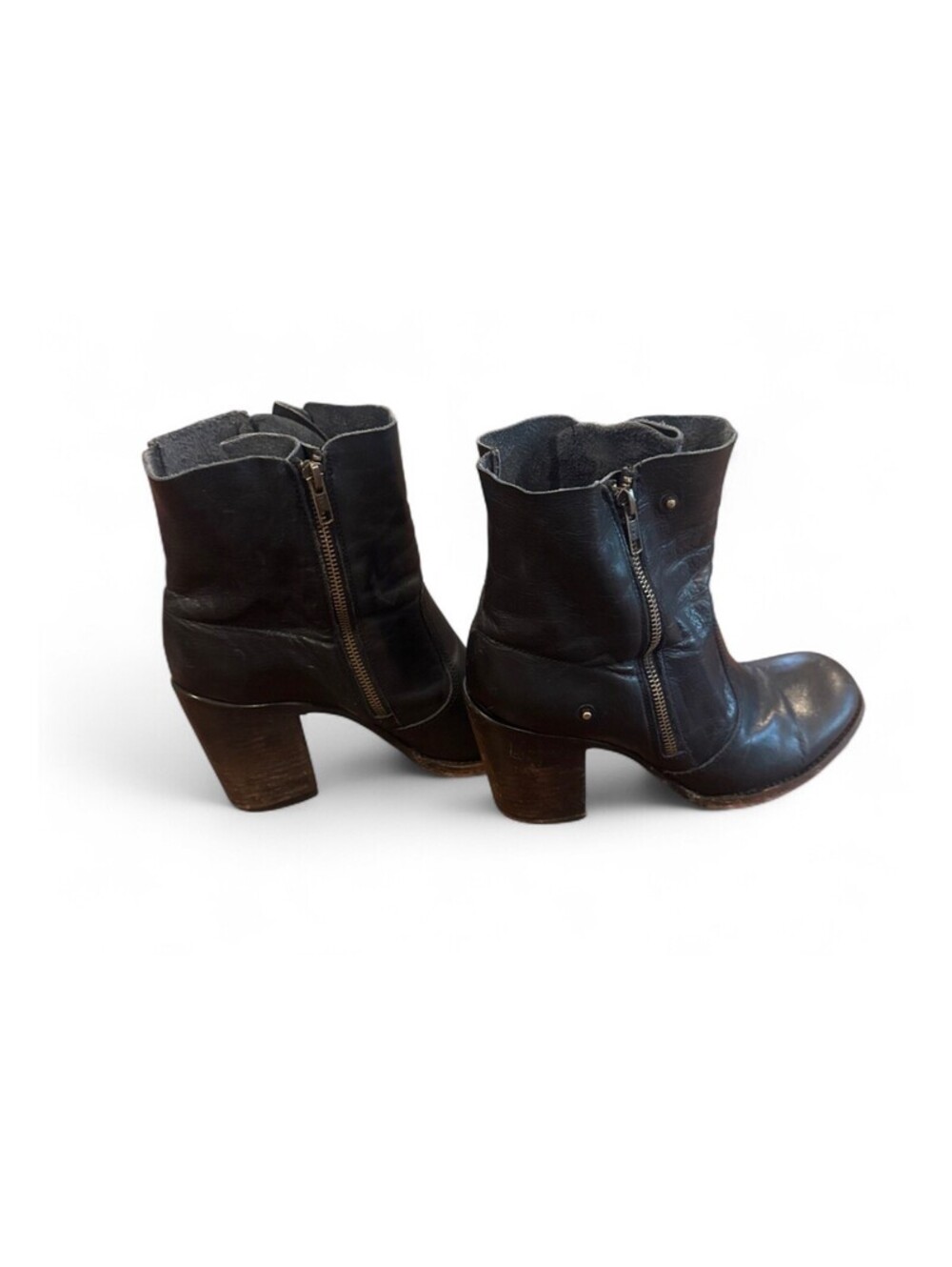 Freebird by Steven Black Leather Ankle Boots with Side Zipper Size 10